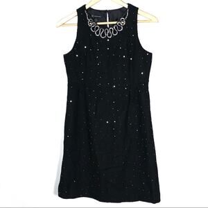 INC Black wool blend sequin sleeveless cocktail sheath dress size 6